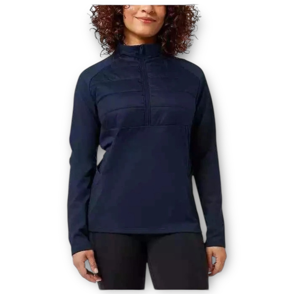 NWT 32 Degrees Half-Zip Fleece Quilted Puffer Stretch Women XS Navy